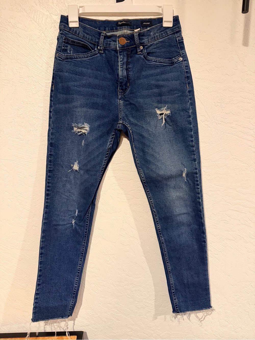 Ripped Dark Blue Skinny Jeans for Women